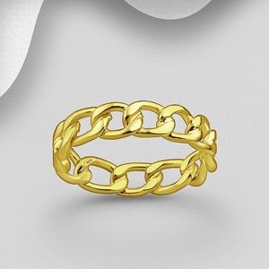 14K GOLD PLATED STERLING SILVER CHAIN LINK RING